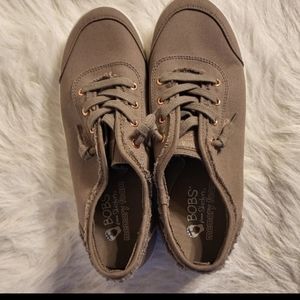 Bobs Slip On Sneakers Shoes Taupe Grey 9